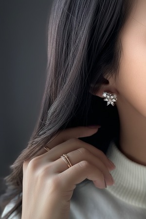 淡色ビジューピアス/イヤリング