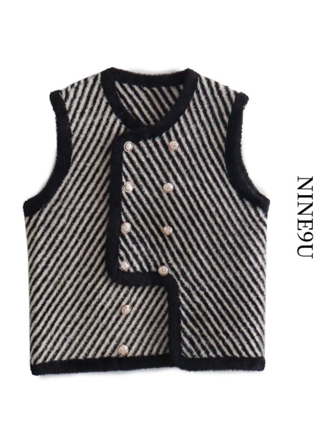 nichi stripe wool vest【NINE6842】