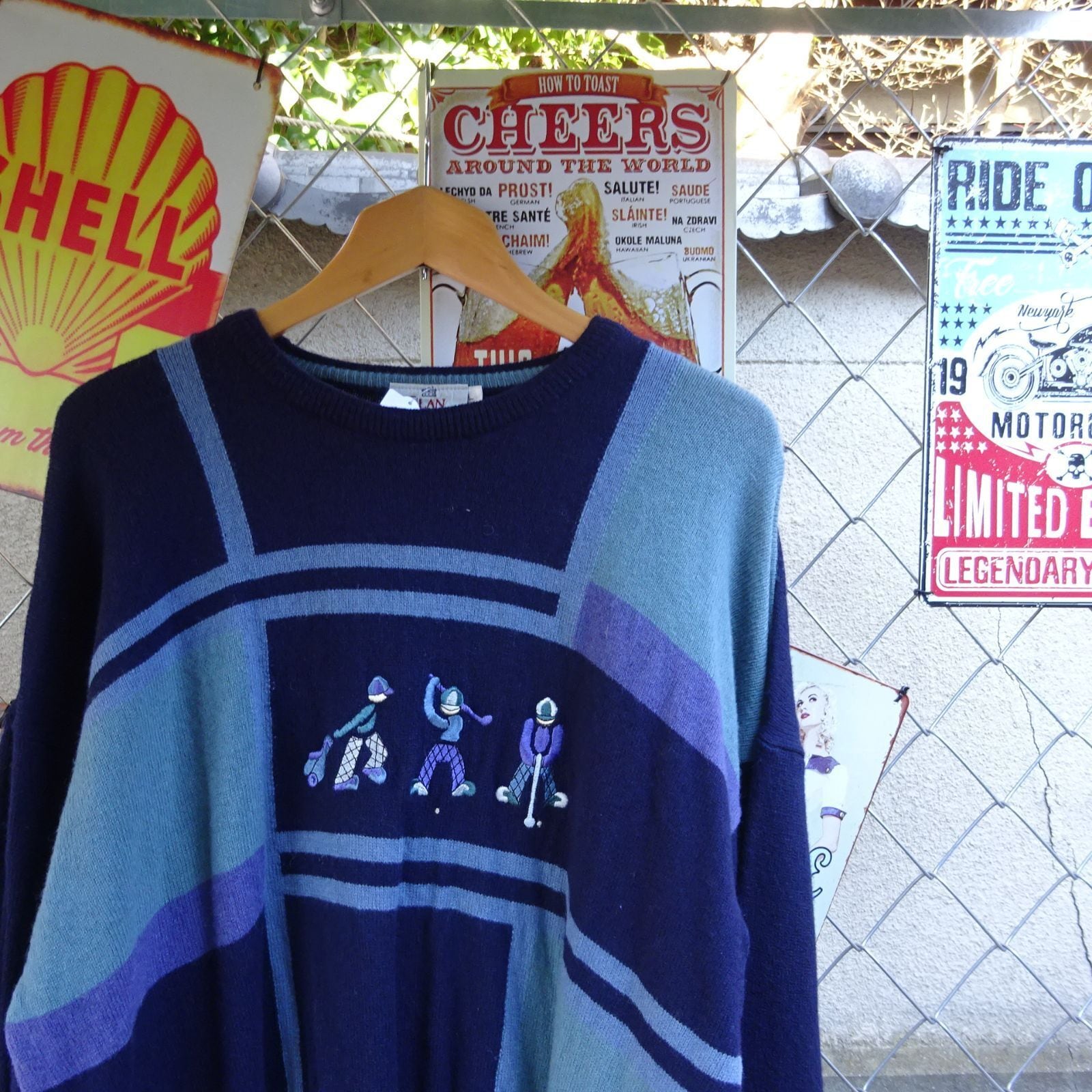 パーリーゲイツ ニット ケーブル編み ボーダー ラグラン ゴルフ L