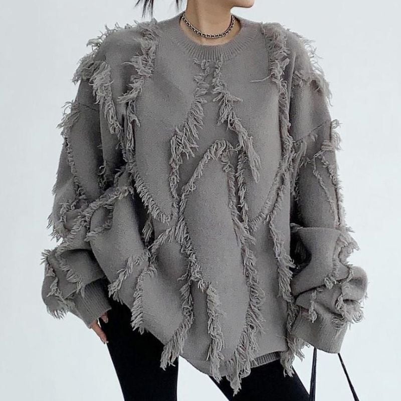 Cross fringe design knit 2 colors V1741