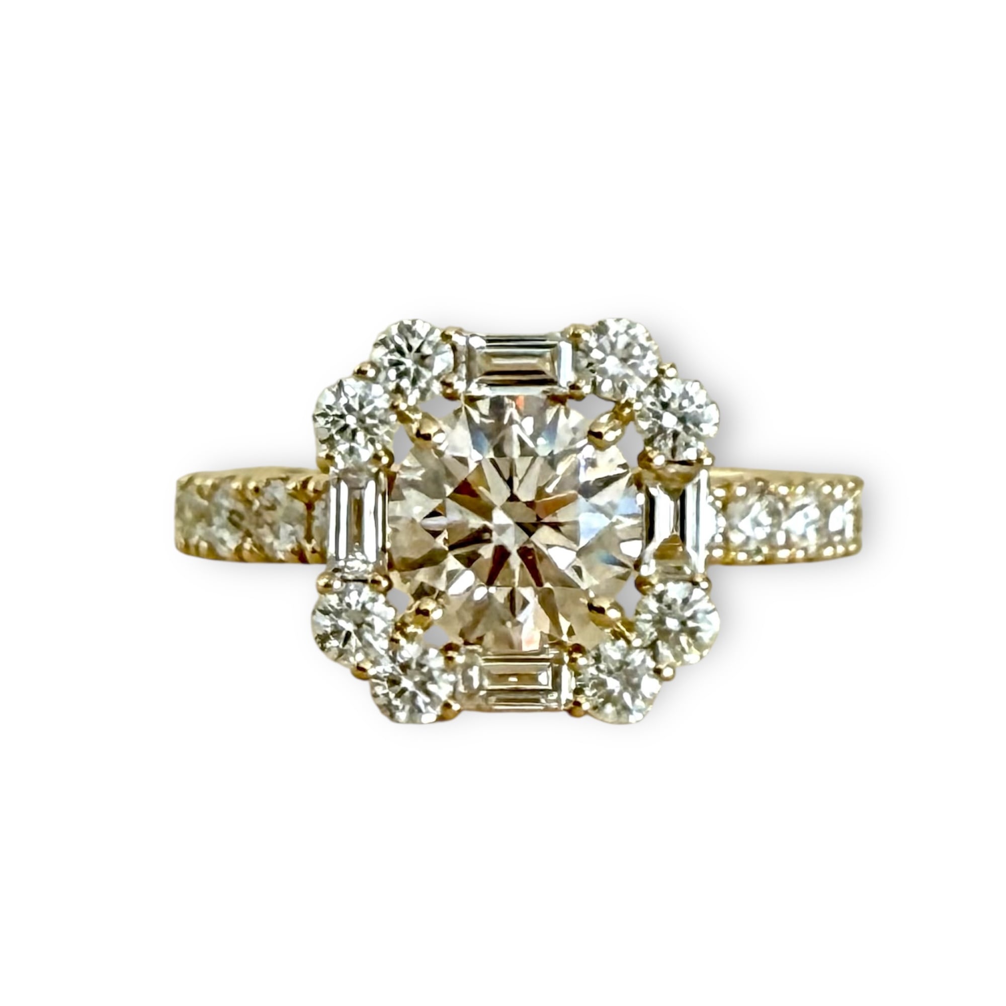 K18ラウンド×メレ ダイヤモンドリング小 (イエローゴールド) K18ラウンド×メレ ダイヤモンドリング小 (イエローゴールド) K18