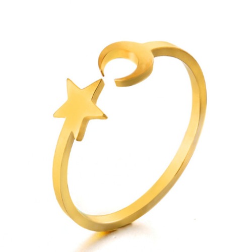 指輪 レディース リング かわいい ステンレスチール 指輪 金属アレルギー対応 アクセサリー 星 月 スター プレゼント サイズ調整可能