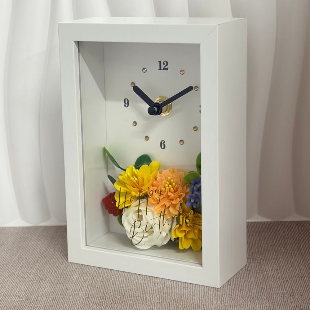 花時計【BOX FLOWER 】プチフルール ビタミンカラー 置時計 ・掛時計