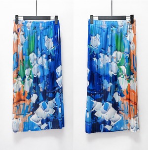 french style colorful oil painting pleated a-line skirt＜sk19860＞