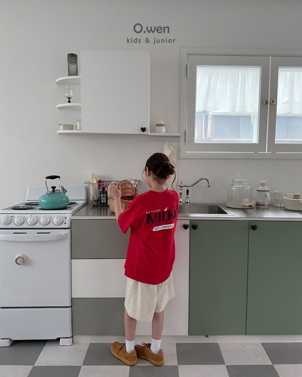 [O.wen] Milky Short sleeve T-shirt (JS/JM/JL/JXL) / [오웬] 밀키반팔티 (JS/JM/JL/JXL)