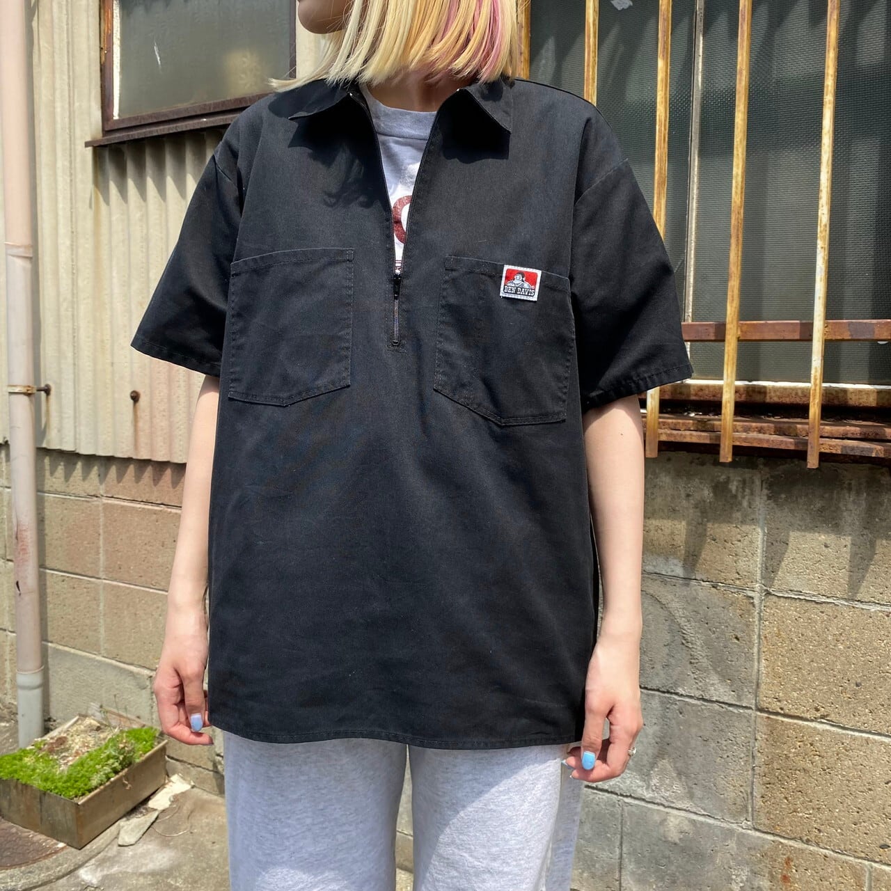 90s USA製 Vintage BEN DAVIS プルオーバーシャツ 黒