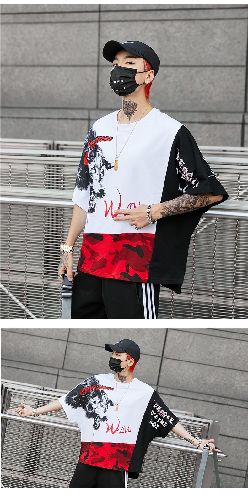 全2色 Tシャツ カットソー プリント カジュアル ストリート 