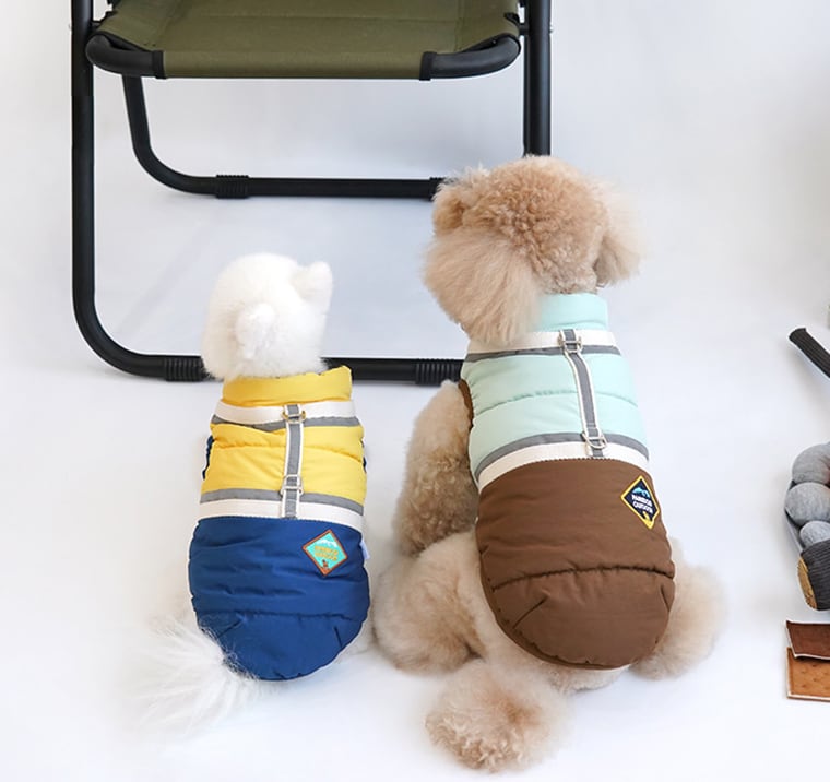 outdoor harness padding S ~ XL 2color / 犬服 防寒 アウター ハーネス ダウンベスト 小型犬 中型犬 犬 服  秋冬 新作 散歩 お出かけ ベスト 暖かい ワンコ服 | ペット用品ショップ NARI PET powered by BASE