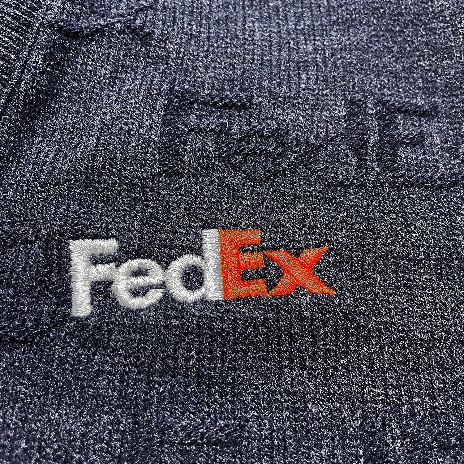 フェデックスアクリルニット L カーディガン 刺繍ロゴ ヴィンテージ 黒 FedEX stan herman ⁄ ニット ジップアップ 刺繍 デザイン古着 USA 古着