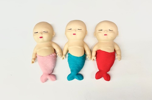 アグリーベイビーズ マーメイド 人魚 3個セット レッド&ピンク&ブルー スクイーズ 柔らかいおもちゃ 縁日玩具 景品 プレゼント イベント