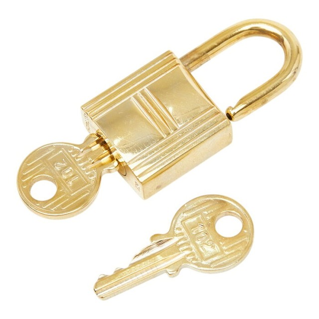 エルメス カデナ パドロック 南京錠 キー 鍵 セット ゴールド メッキ レディース HERMES 【中古】