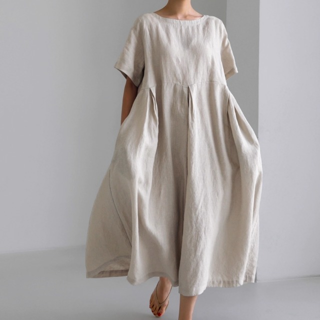 ボートネック Aライン　ロングワンピース  3color  00097