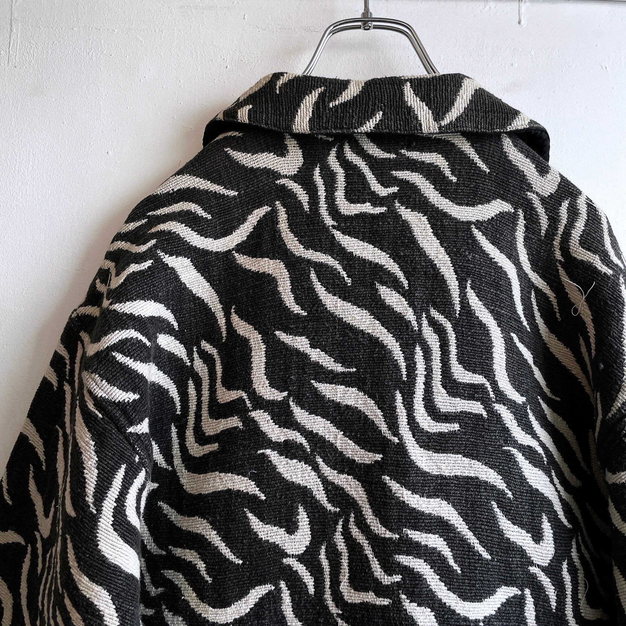 Ethnic × Zebra pattern design vintage weaving monotone jacket