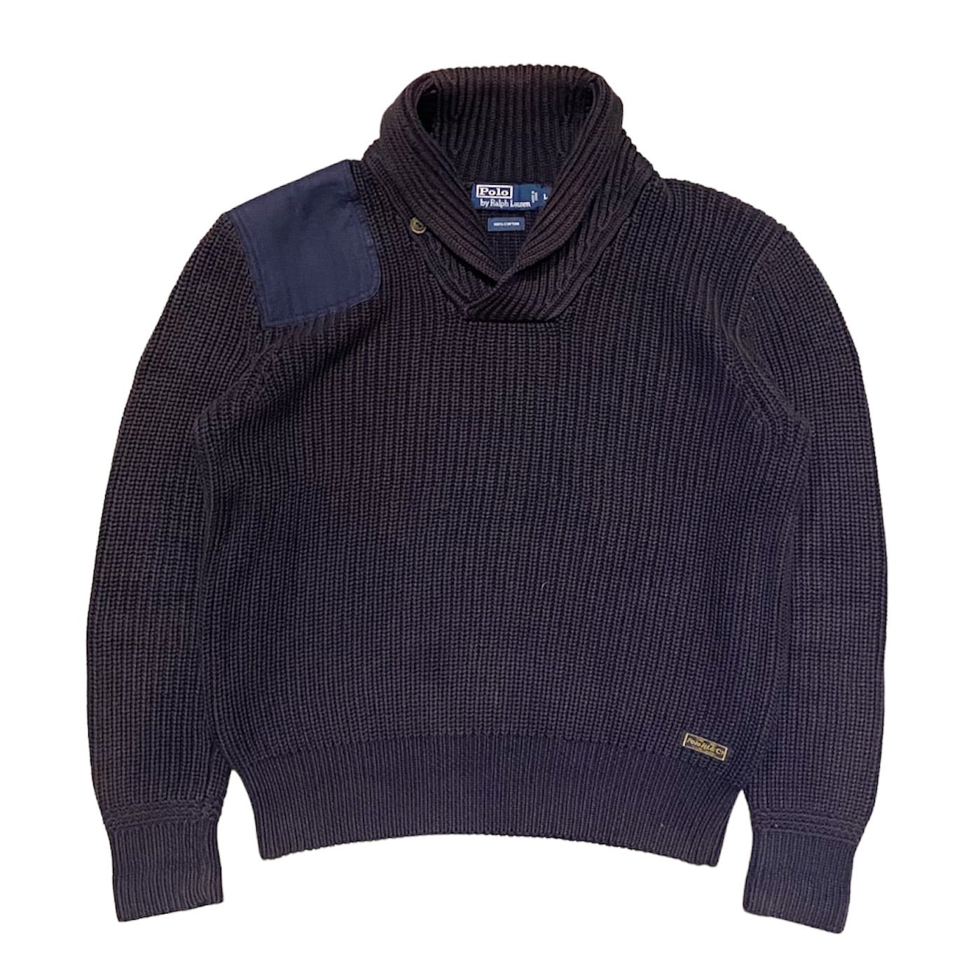 90's Polo Ralph Lauren Shawl Collar Knit L / ポロ ラルフローレン ショールカラー コットン ニット  セーター 古着 ヴィンテージ