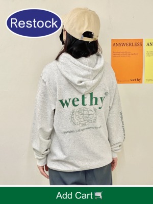 wethy パーカー アッシュ バックプリント