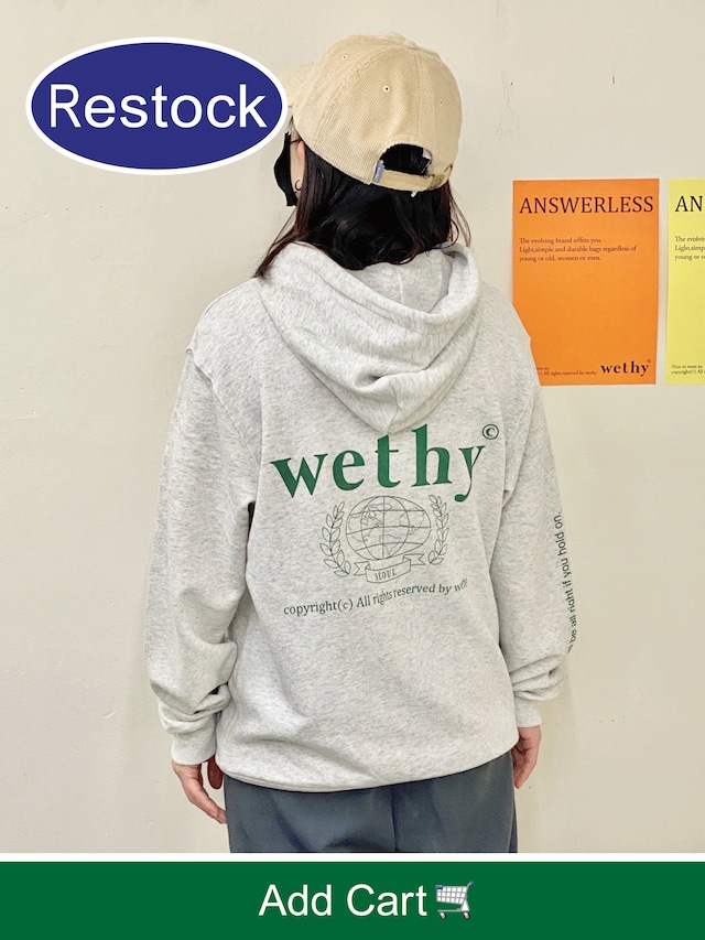 wethy パーカー アッシュ バックプリント