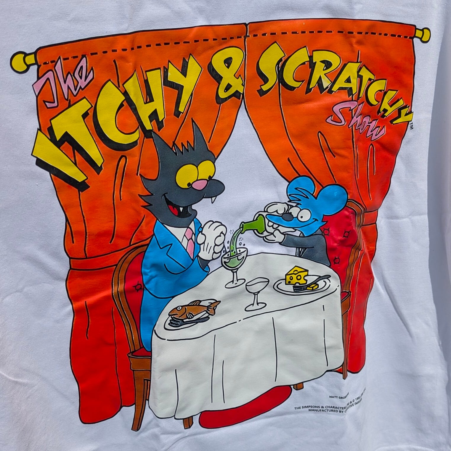 【 The Simpsons（ ザ・シンプソンズ ) 】『 The Itchy & Scratchy Show / イッチー＆スクラッチー 』 Tシャツ / WHITE〚アメリカン雑貨 アメトイ〛