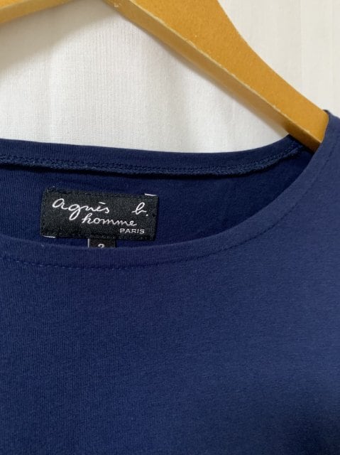 Bi-Color Switched Design Long Sleeve T-Shirt "agnès b."