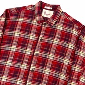 PAPAS パパス 裏キルティング チェック柄 カバーオールジャケット L/レッド/中綿入り