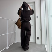 裏起毛ハーフZIPショート丈PK/ダークブラウン