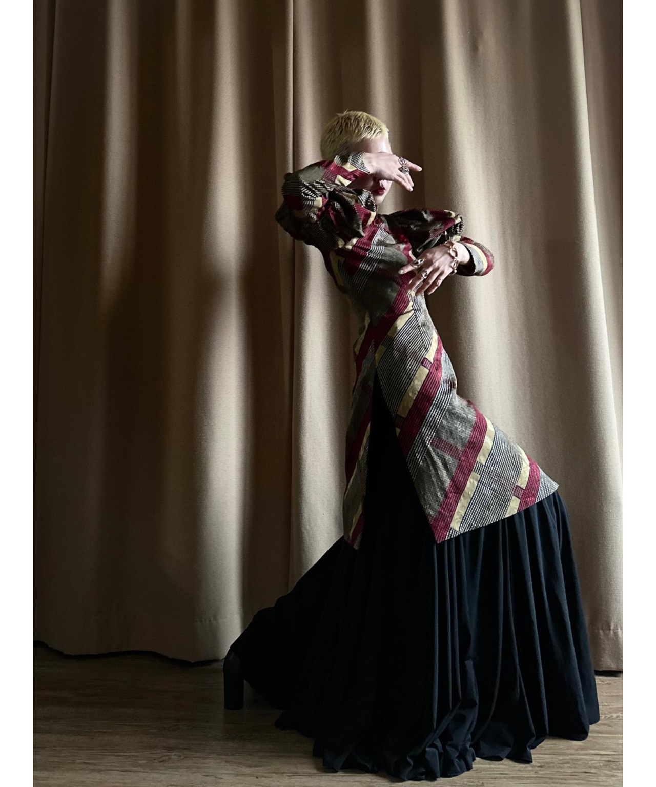 china design puff sleeve dress-4057-3