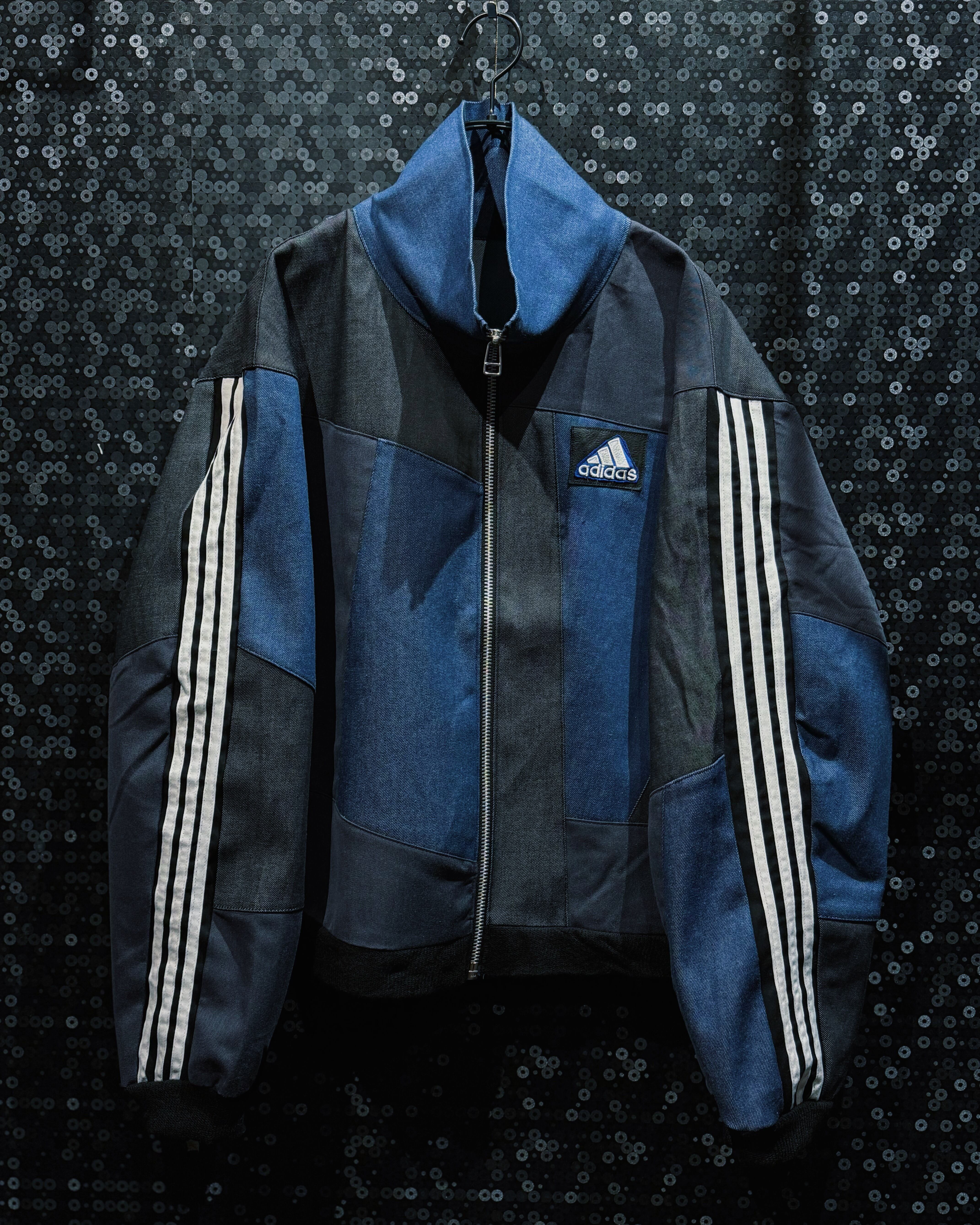 【ÆIEM】special" Original Re:make" denim patch work design stand neck track jacket