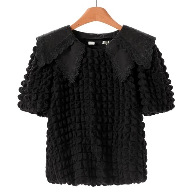 エンボス ビッグカラー パフブラウス 239759