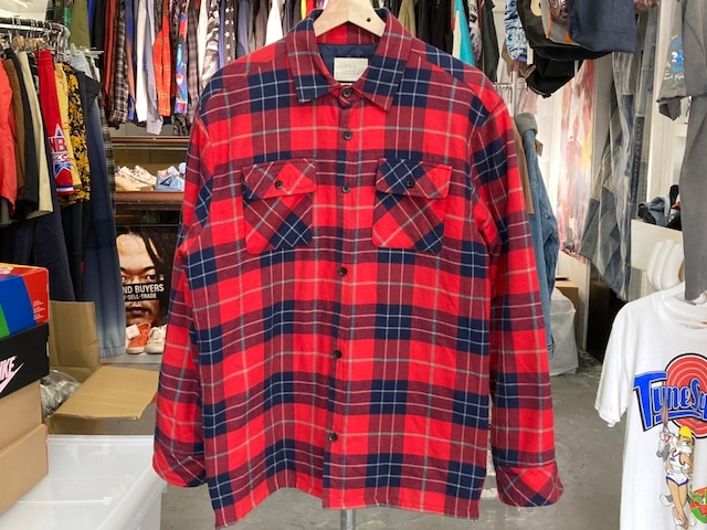 FOG COLLECTION ONE PLAID SLANNEL PADDED SHIRT RED/NAVY SMALL 50KI8192