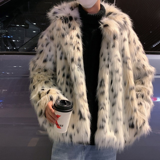 予約販売】ファーコート メンズ ショート丈 ビッグシルエット 