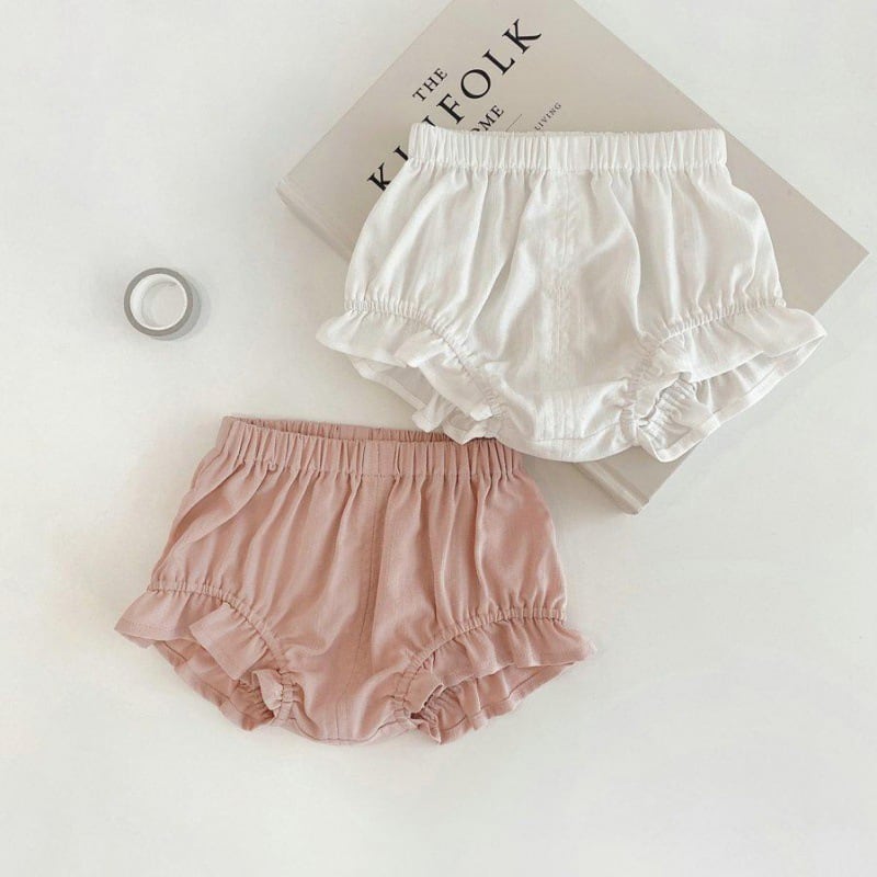 【3.7即納BABY&KID】夏新作ピュアカラーフリルカジュアルかぼちゃパンツ