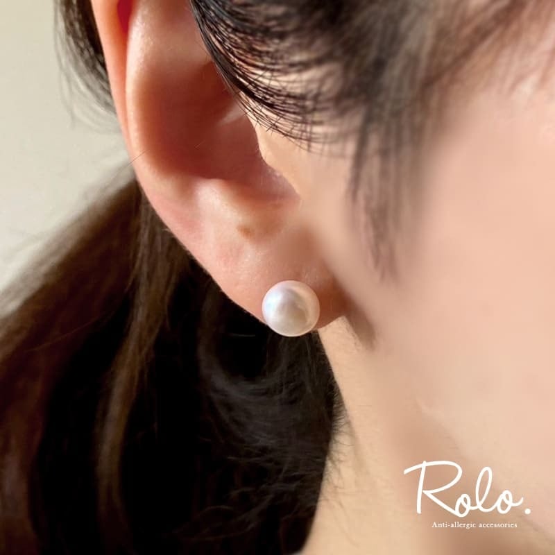 8mm 淡水パールスタッドピアス シルバー999 | Roloshop BASE店