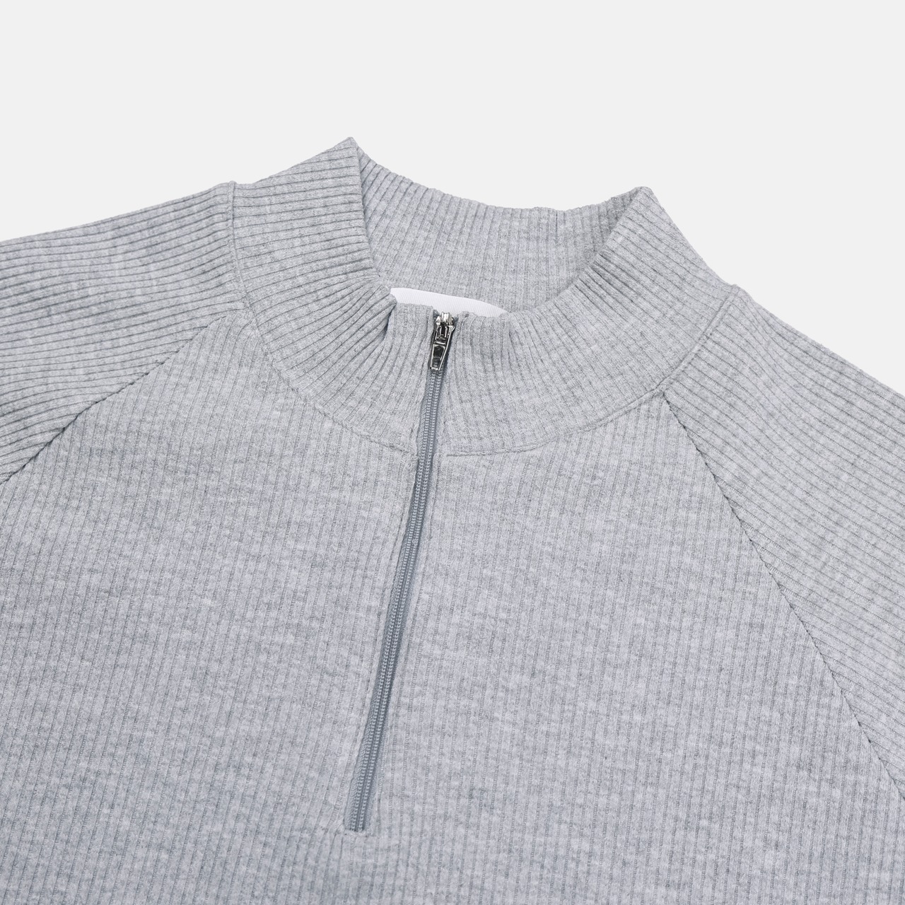※予約注文限定価格【MuscleFit】Ribbed Raglan Half Zip-Up Neck Tee (5color) - 4