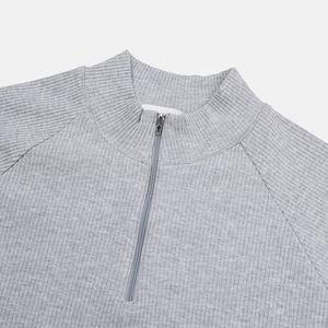 ※予約注文限定価格【MuscleFit】Ribbed Raglan Half Zip-Up Neck Tee (5color)