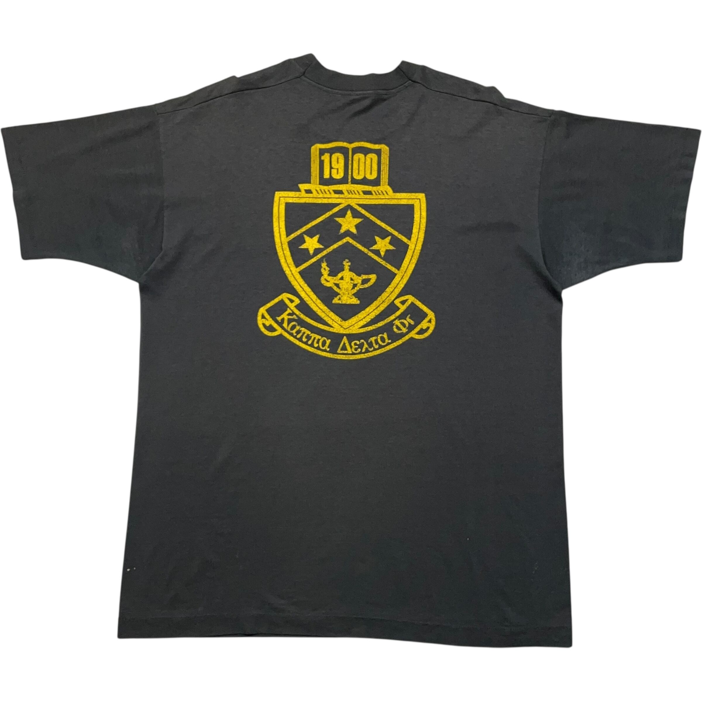 《XL》 FRUIT OF THE ROOM フルーツオブザルーム Tシャツ ブラック 両面プリント ワンポイント ギリシャ文字 シングルステッチ 90年代 vintage no.8757