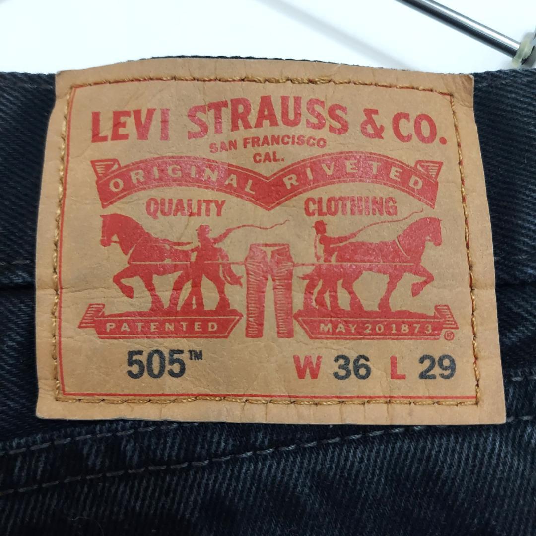 W36 Levi'sリーバイス505 ブラックデニム パンツ 極太 ワイド 黒