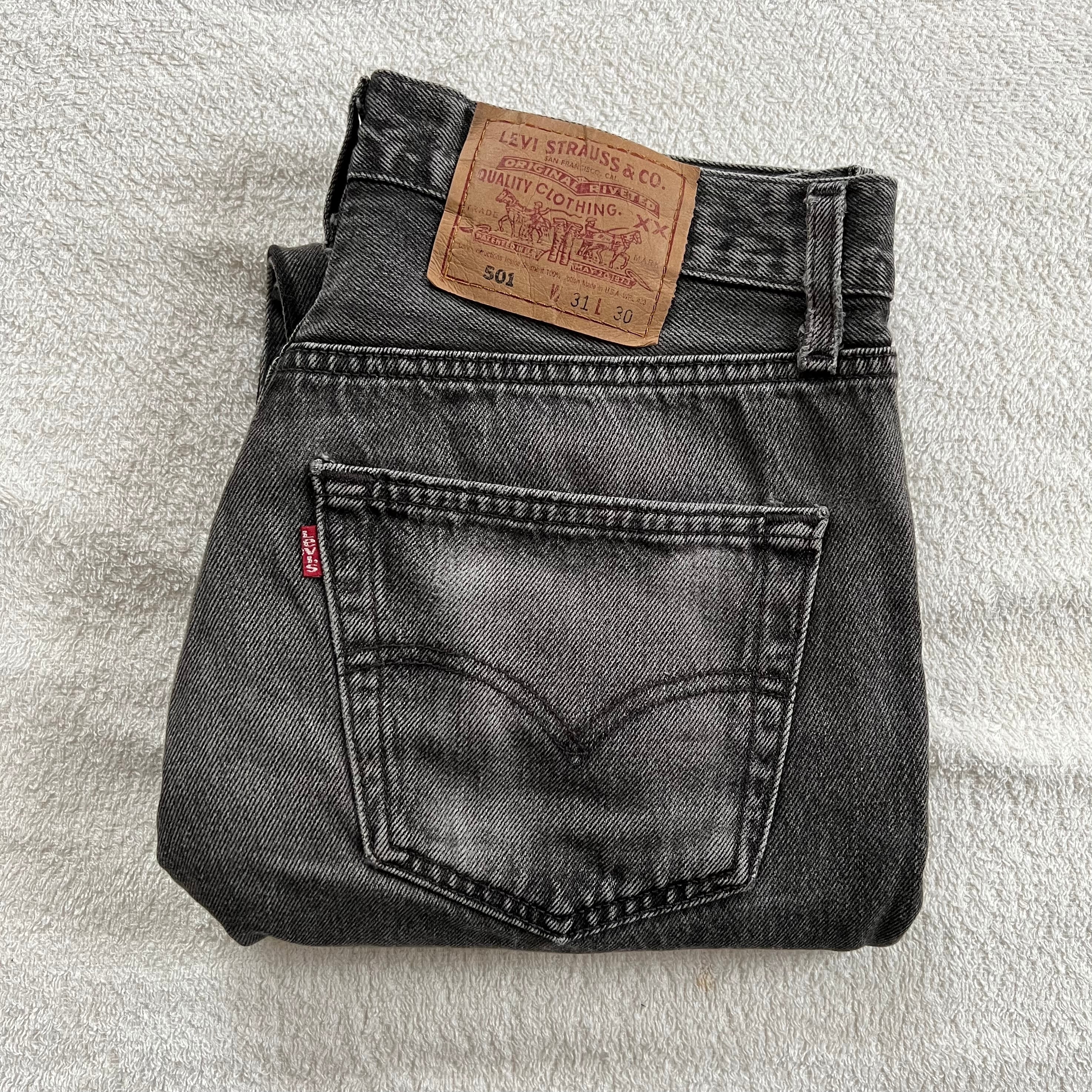 Levi's 501 USA製 W31×L30 リーバイス ブラック デニム ダメージ ...