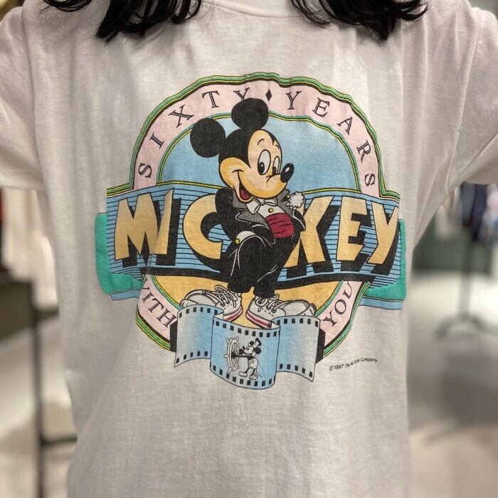 80年代 THE WALT DISNEY COMPANY MICKEY MOUSE ミッキーマウス キャラクタープリントTシャツ USA製 メンズL ヴィンテージ /eaa352193