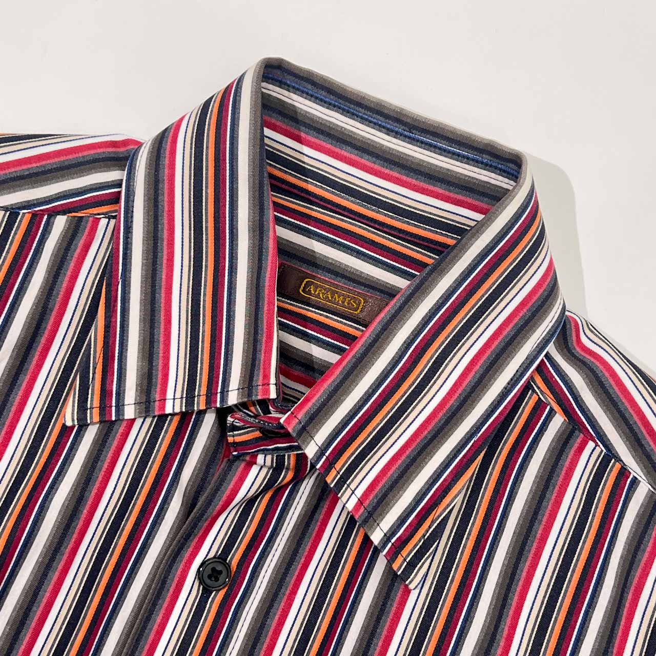 90s ARAMIS アラミス ストライプ 長袖シャツ S/マルチ メンズ ビンテージ