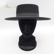フラメンコ 衣装 コルドベス ハット ブラック系 フェルナンデス FERNANDEZ ROCHE スペイン製 黒 帽子 ぼうし つば リボン つば付き シンプル 無地 練習 レッスン 小物 イベント ステージ オールブラック