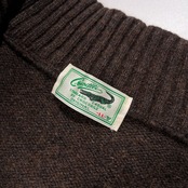 CROCODILE クロコダイル ハーフボタン ハイネック ウールニットセーター ライン入り サイズ LL /メンズ/ダークブラウン