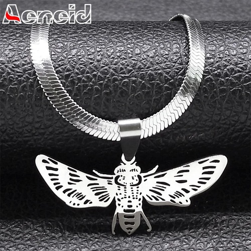 チョーカー ペンダント ネックレス  動物 アニマル ステンレス インセクト シルバー チェーン 昆虫 ガ 蝶 レディース メンズ ウィッカ 蛾