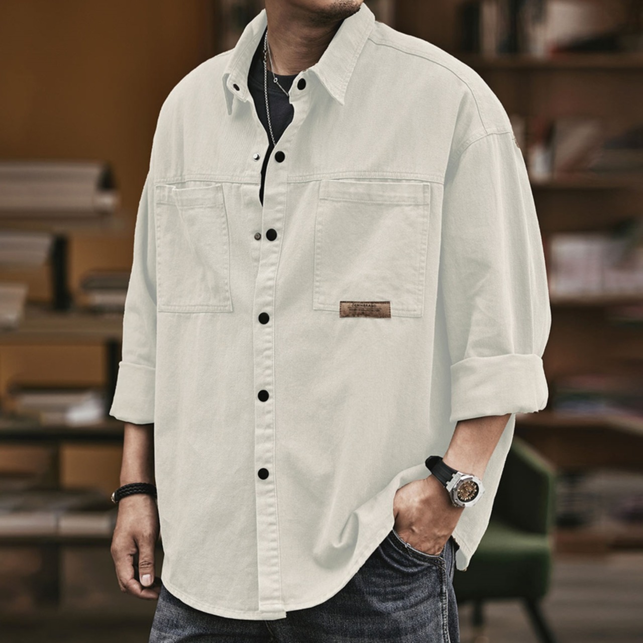 Denim Button-Down Shirt ◇H0271