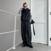 Wzipフリースフーディーvest/チャコール