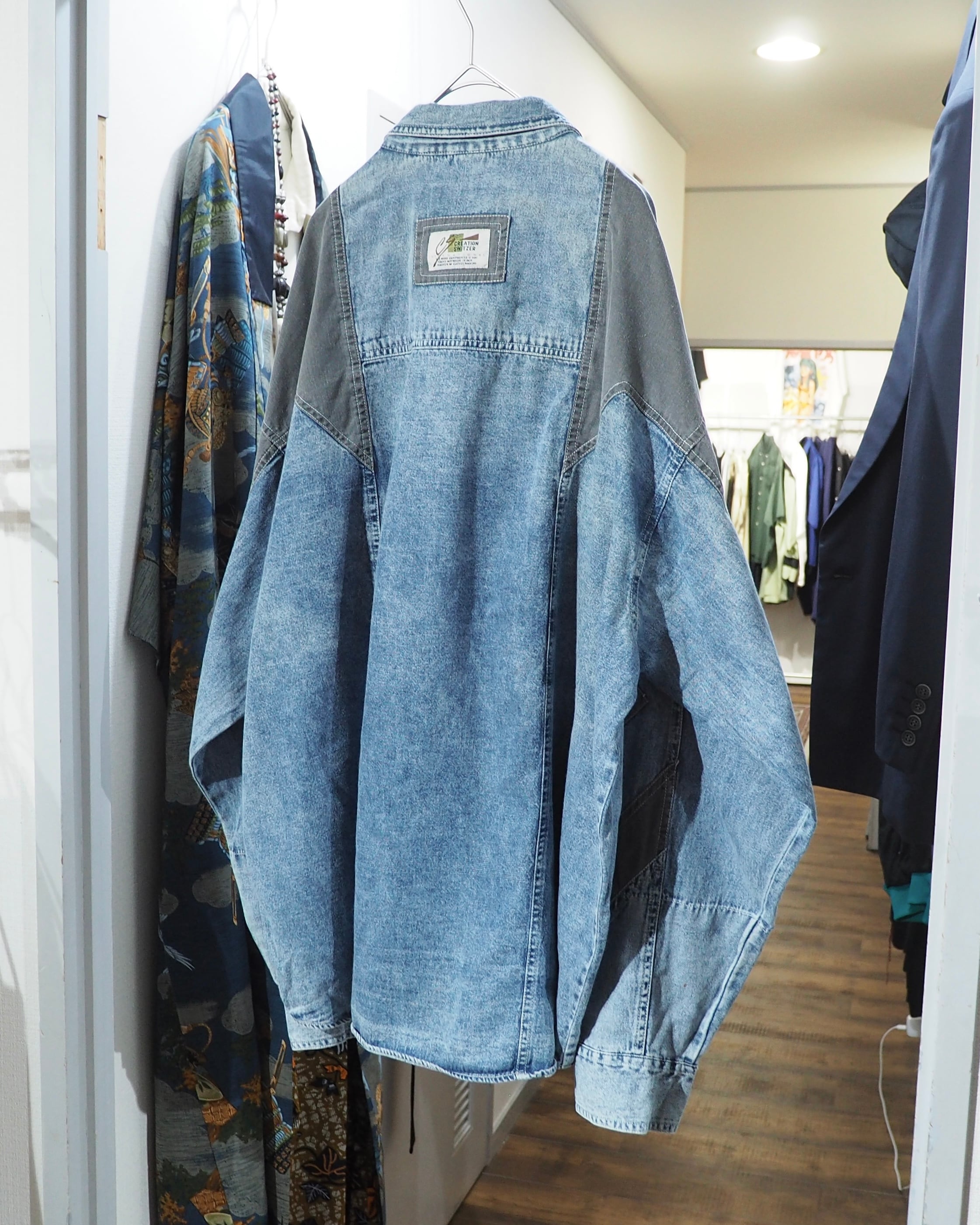 1990s Switching Panel × Camouflage pattern vintage loose Denim shirt