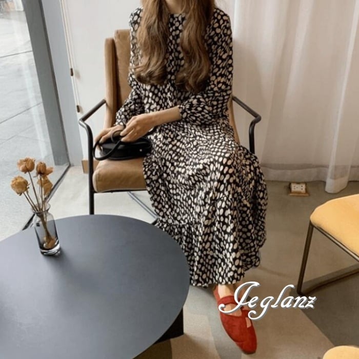 ティアード ワンピース ドレス 水玉 ドット カジュアル派(MA940)γ