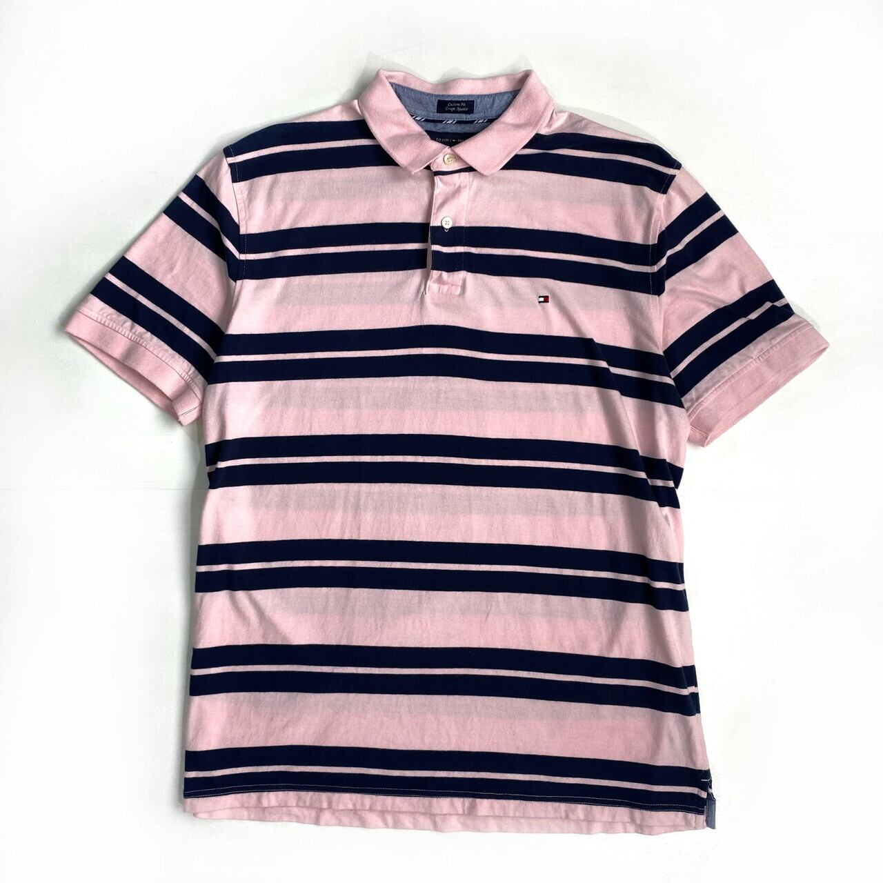 Tommy Hilfiger トミーヒルフィガー ボーダー柄 ポロシャツ メンズxl 古着 ピンク ネイビー ポロシャツ Sa Al2110 Cave 古着屋 公式 古着通販サイト 30 Off Sale開催中