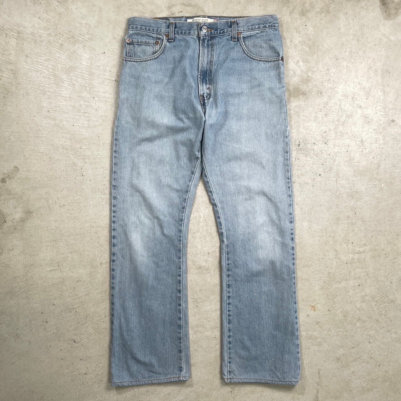 フレアパンツバギーデニム ブーツカットリメイクベルボトムW32