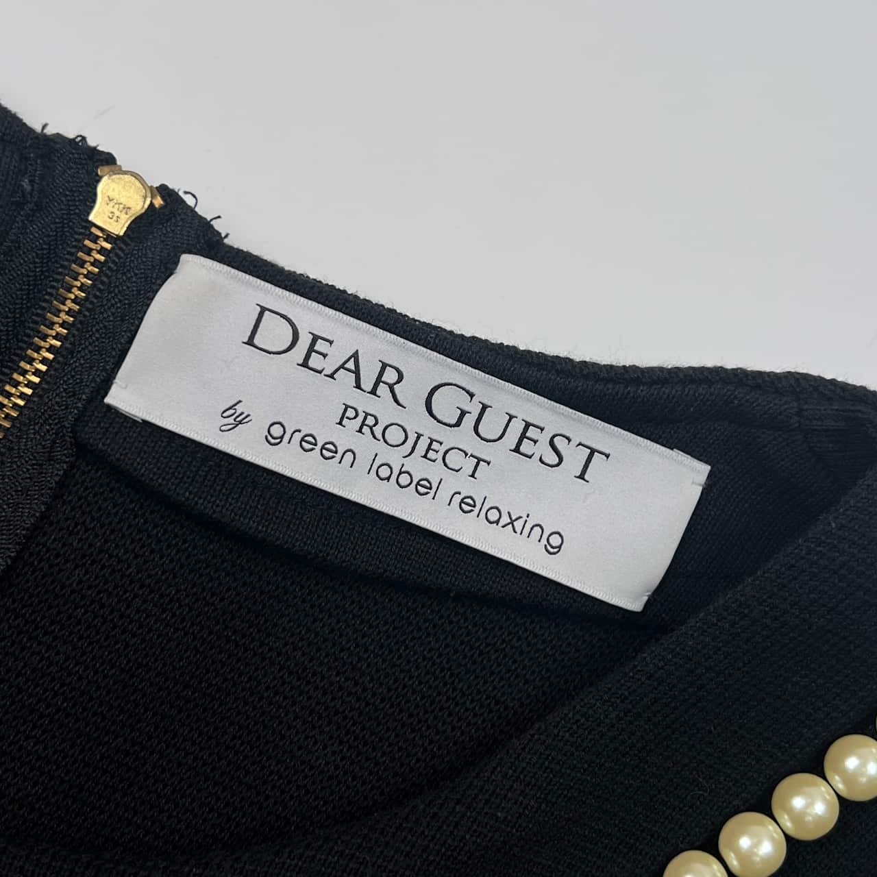 DEAR GUEST green label relaxing グリーンレーベルリラクシング パール装飾 半袖 ワンピース 38/ブラック レディース