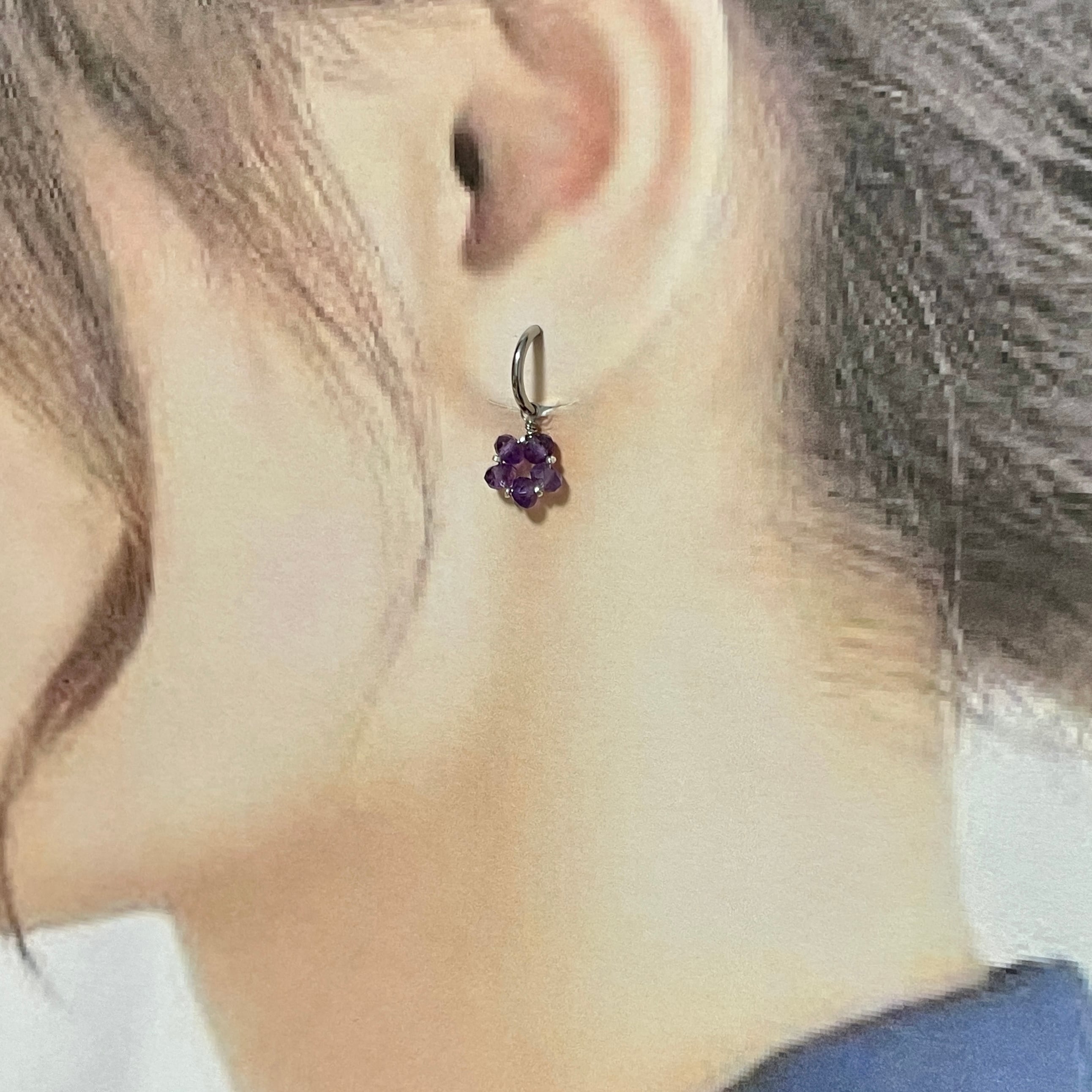 再販【数量限定】147 Gentian -ﾘﾝﾄﾞｳ／ アメジスト イヤリング ピアス