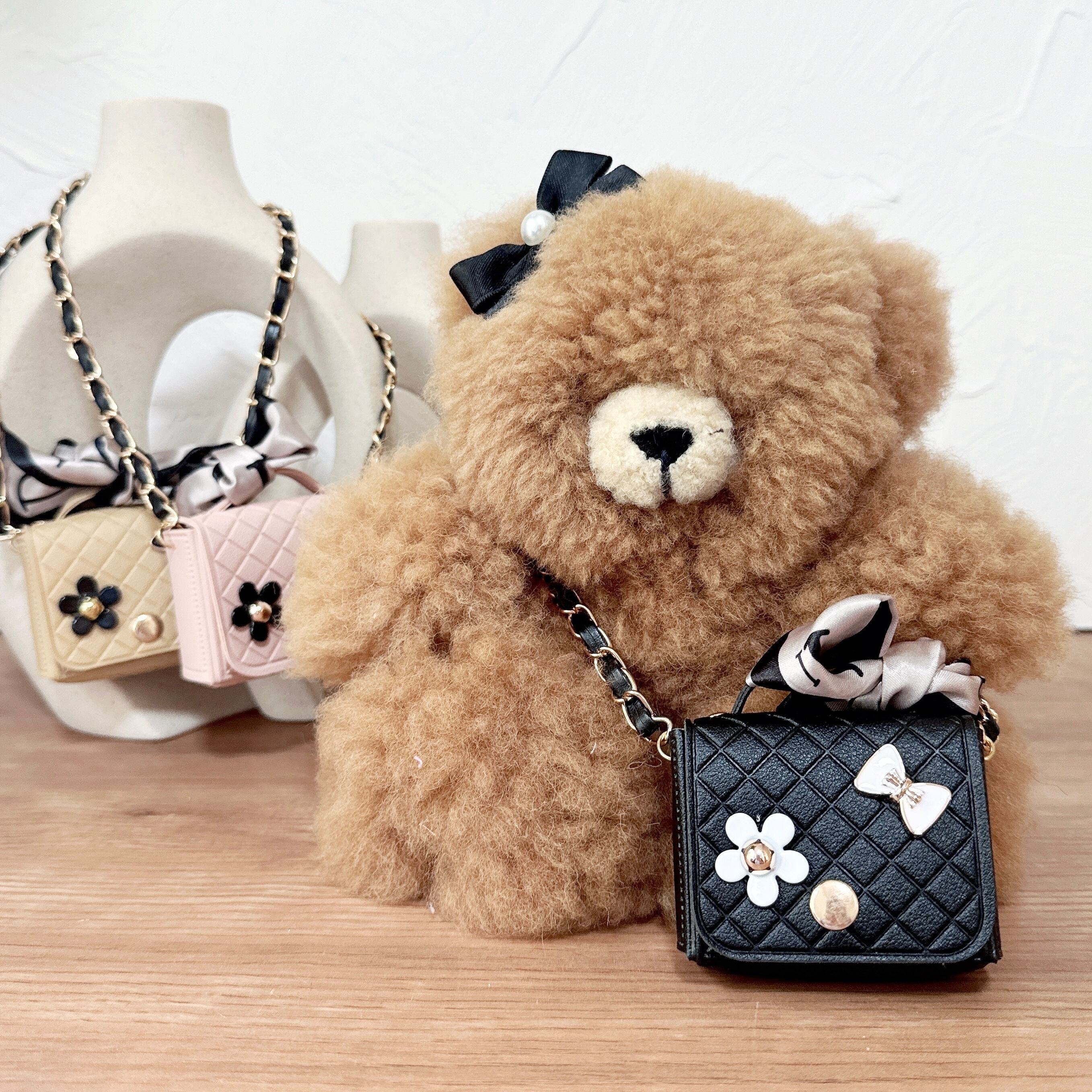 ビジュつき3カラー斜め掛けバック